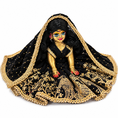 Jogan Meera Black Heavy Diwali Raja Rani Poshak for Radha Rani Ji