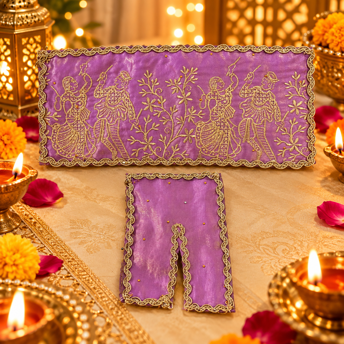 Jogan Meera Light-Purple Heavy Diwali Raja Rani Chira Vastra for Lalan Ju