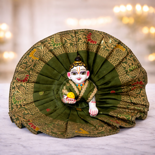 Jogan Meera Green Banarasi Fabric Poshak for Laddu Gopal – Festive Collection