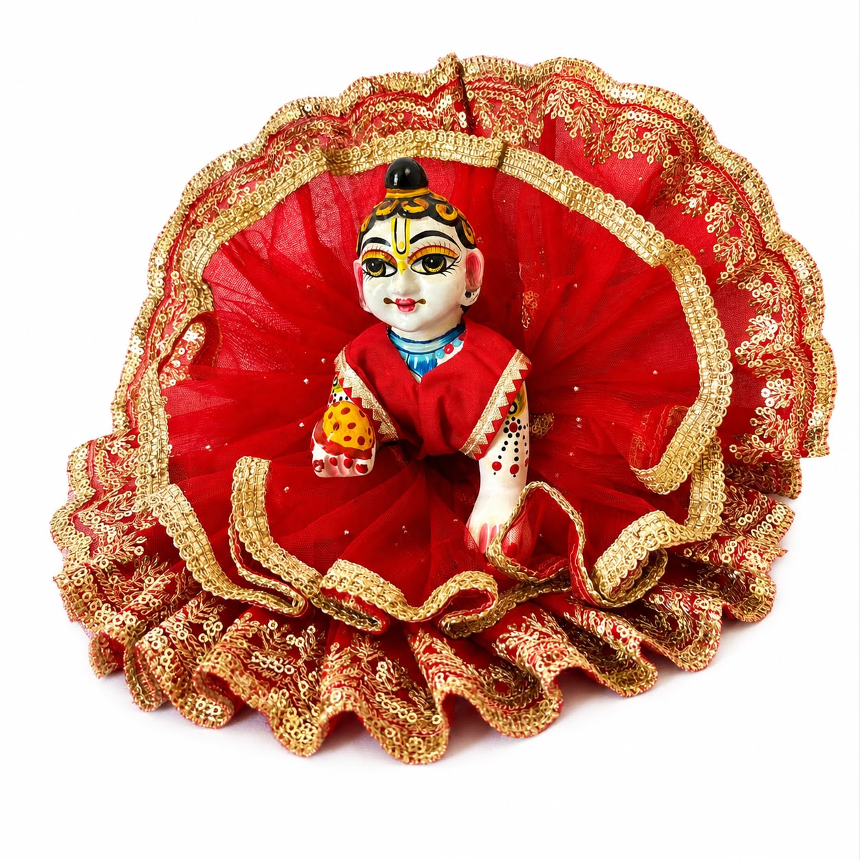 Jogan Meera Double Net Red Poshak for Laddu Gopal Ji