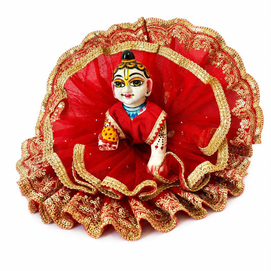Jogan Meera Double Net Red Poshak for Laddu Gopal Ji