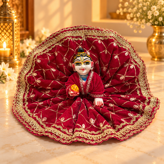 Jogan Meera Dark Pink Heavy Velvet Poshak With Blouse for Laddu Gopal
