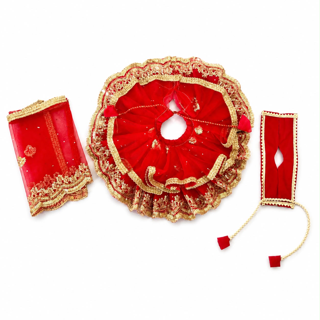 Jogan Meera Double Net Red Poshak for Radha Ju
