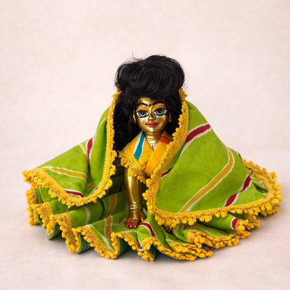 Jogan Meera Green Cotton Lehriya Poshak for Radha Rani