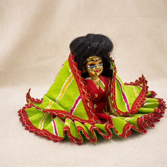 Jogan Meera Cotton Lehriya Poshak for radha ji– Green & Red for Radha Rani