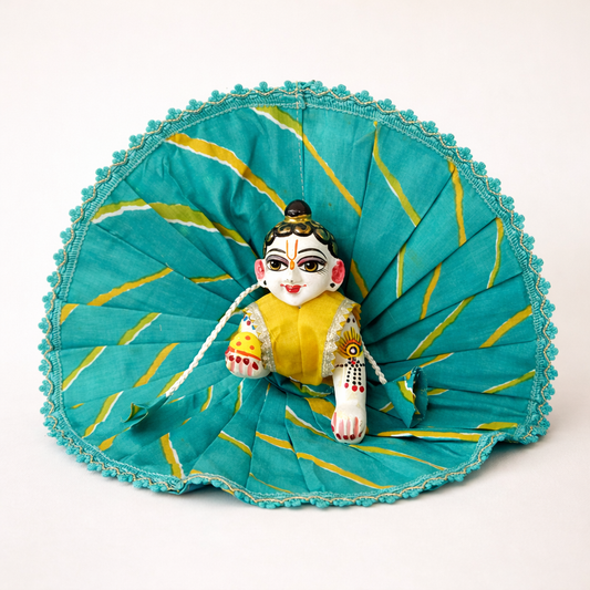 Jogan Meera Blue Cotton Lehriya Poshak for Laddu Gopal