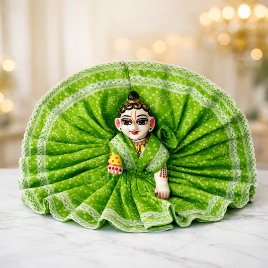 Jogan Meera Green Bandhani Print Poshak for Laddu Gopal