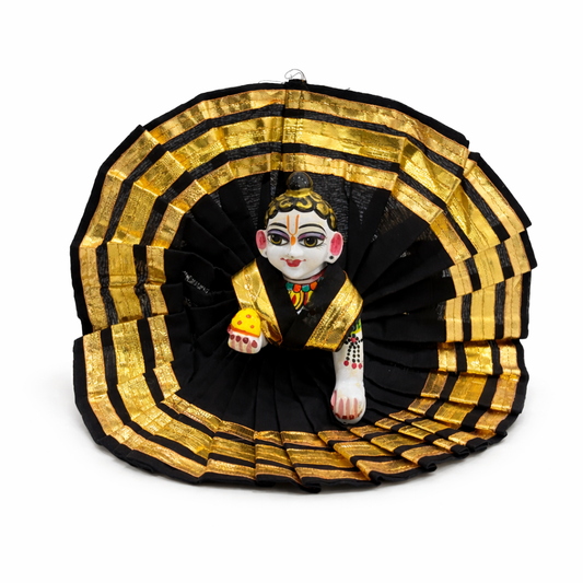 Jogan Meera Black Daily Wear Gotta Cotton Poshak for Laddu Gopal