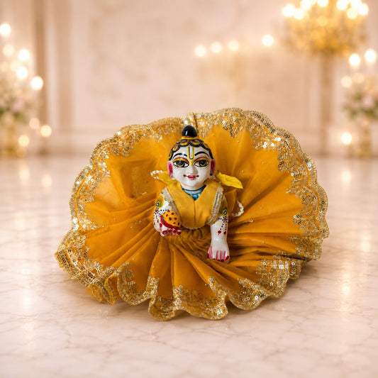 Jogan Meera Golden Single Net Poshak for Laddu Gopal Ji