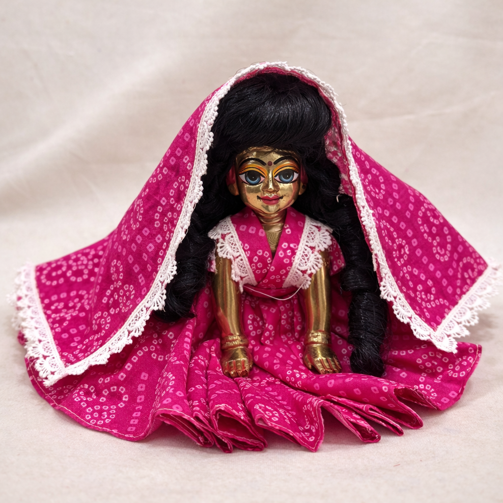 Jogan Meera Pink Bandhani Print Poshak for Radha Rani
