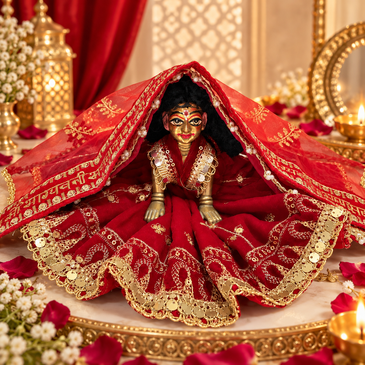 Jogan Meera Karva Chauth Special Red Poshak for Radha Rani Ji