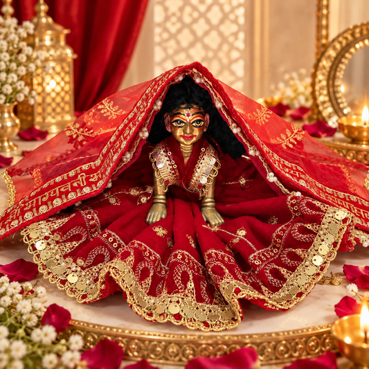 Jogan Meera Karva Chauth Special Red Poshak for Radha Rani Ji