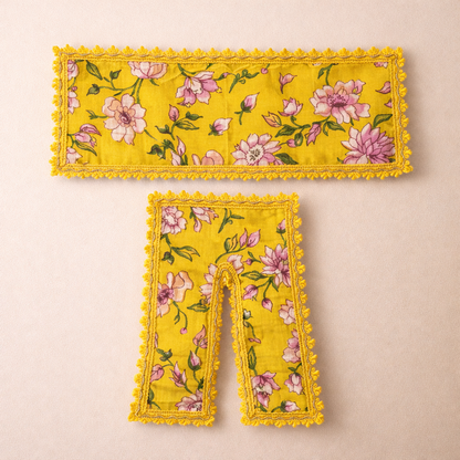 Jogan Meera Yellow Flower Double Frill Chira Vastra for Lalan ju