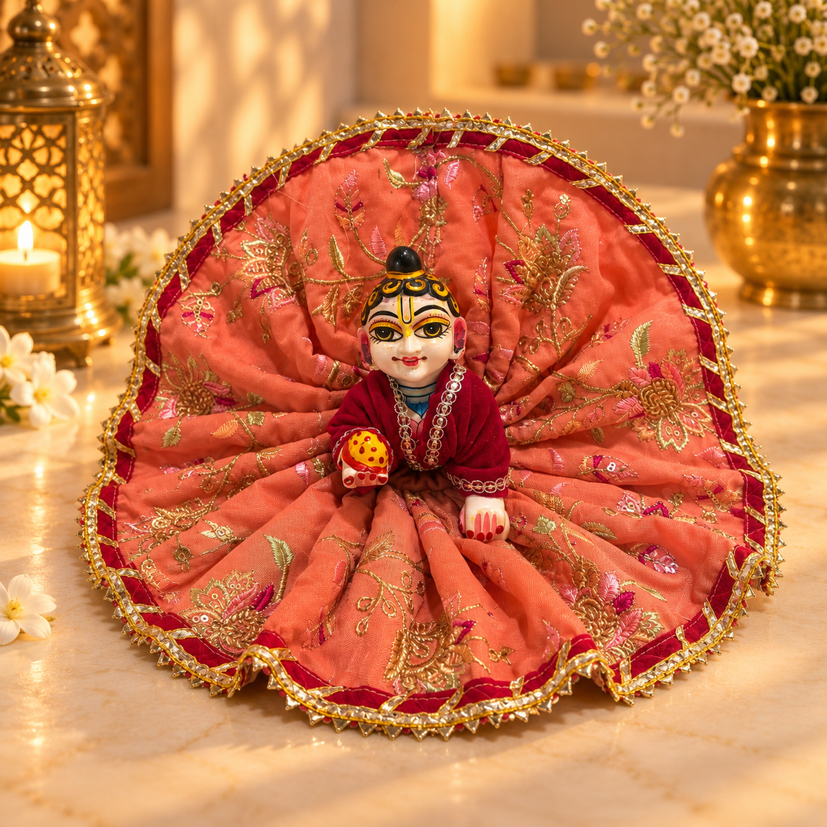 Jogan Meera Light Pink Heavy Velvet Poshak With Blouse for Laddu Gopal