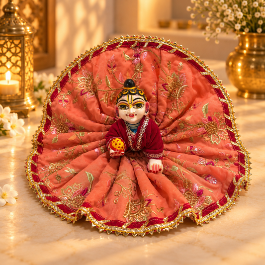 Jogan Meera Light Pink Heavy Velvet Poshak With Blouse for Laddu Gopal
