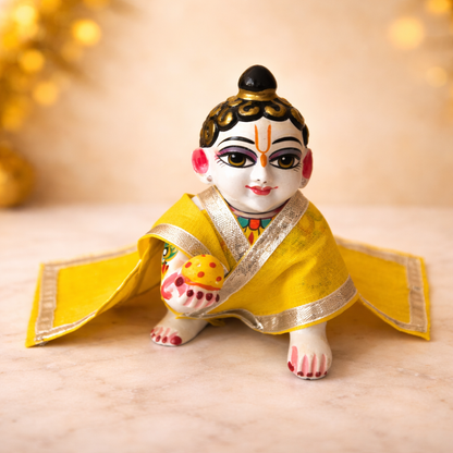 Jogan Meera Yellow Daily Wear Gotta Cotton Chira Vastra for Lalan ju
