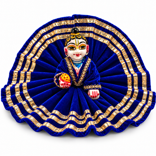 Jogan Meera Royal Blue Daily Wear Gotta Velvet Poshak With Blouse for Laddu Gopal