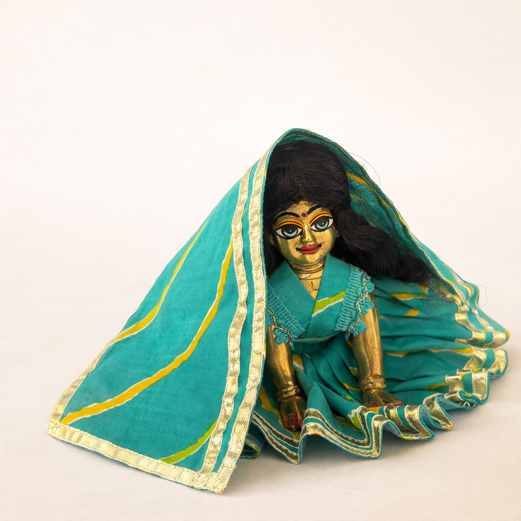 Jogan Meera Blue Cotton Lehriya Poshak for Radha Rani