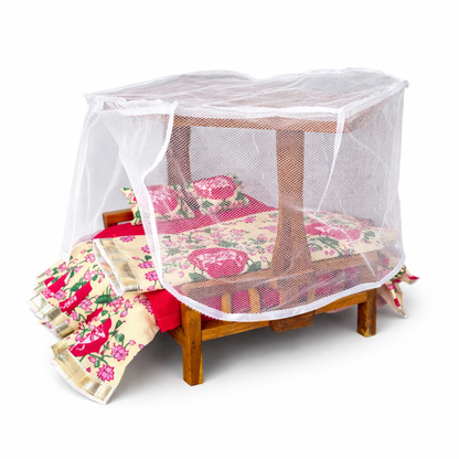 Jogan Meera Macchardani Bed with Gadda Set Shayan Seva Combo (Foldable Stand)