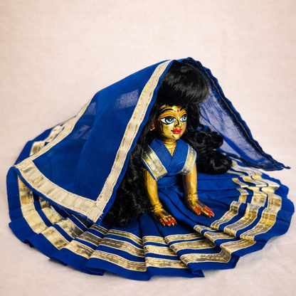 Jogan Meera Dark Blue Daily Wear Gotta Cotton Poshak for Radha Rani