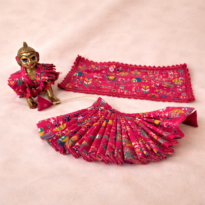 Jogan Meera Pink Multi Print Cotton Poshak for Radha Rani