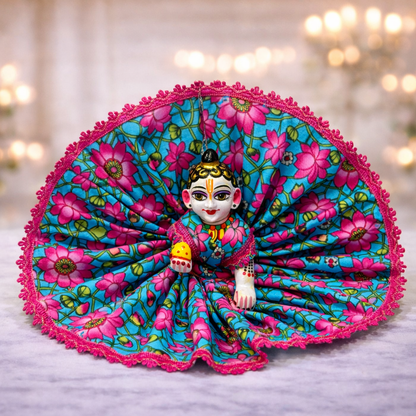 Jogan Meera Blue Kamal Cotton Poshak for Laddu Gopal