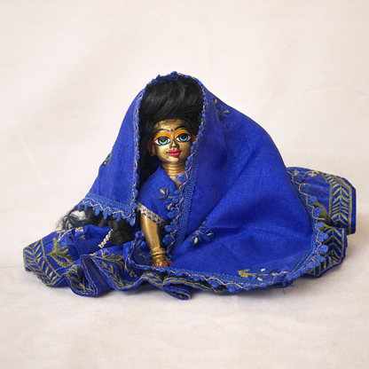 Jogan Meera Royal Blue Heavy Manipuri Embroidery Poshak for Radha Rani