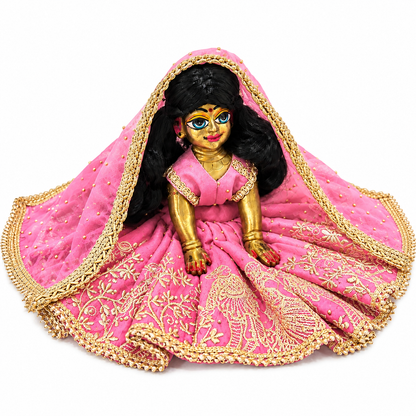 Jogan Meera Light-Pink Heavy Diwali Raja Rani Poshak for Radha Rani Ji