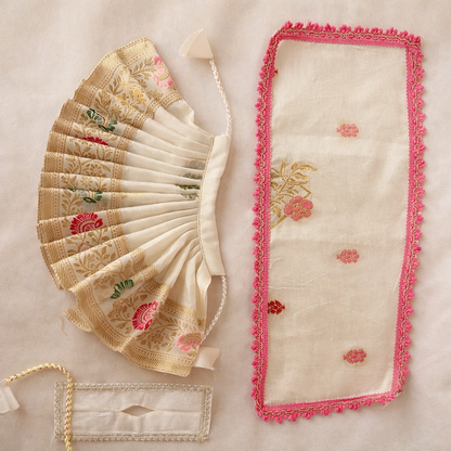 Jogan Meera White Banarasi Fabric Poshak for Radha Rani – Festive Collection