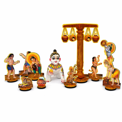 Jogan Meera Makhan Chor Krishna MDF Jhanki Stand Set