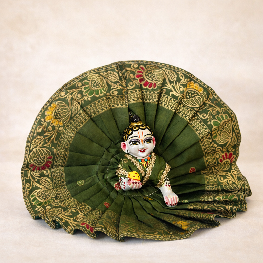 Jogan Meera Green Banarasi Fabric Poshak for Laddu Gopal – Festive Collection