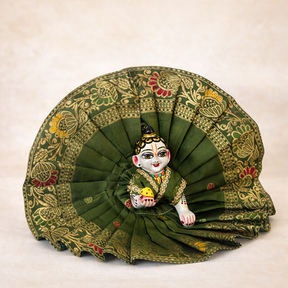 Jogan Meera Green Banarasi Fabric Poshak for Laddu Gopal – Festive Collection