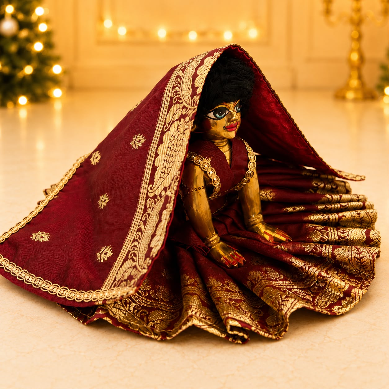 Jogan Meera Banarasi Brown Poshak for Radha Ju