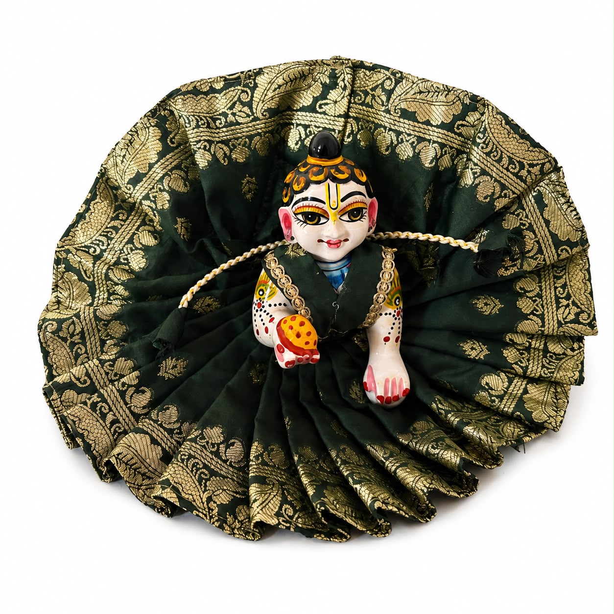 Jogan Meera Banarasi Dark Green Poshak for Laddu Gopal Ji