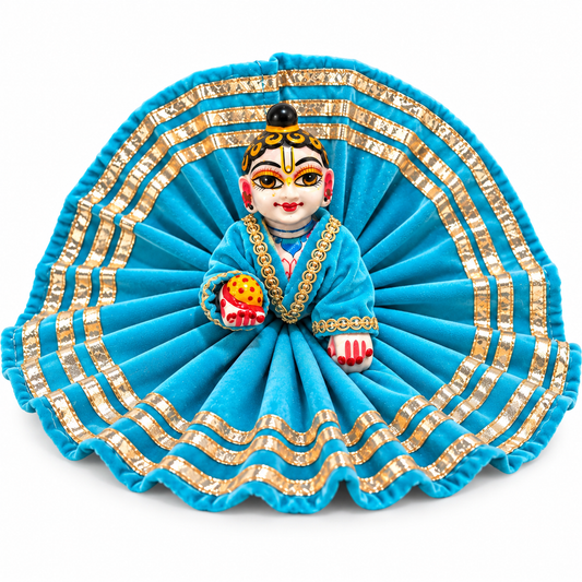 Jogan Meera Light Blue Daily Wear Gotta Velvet Poshak With Blouse for Laddu Gopal