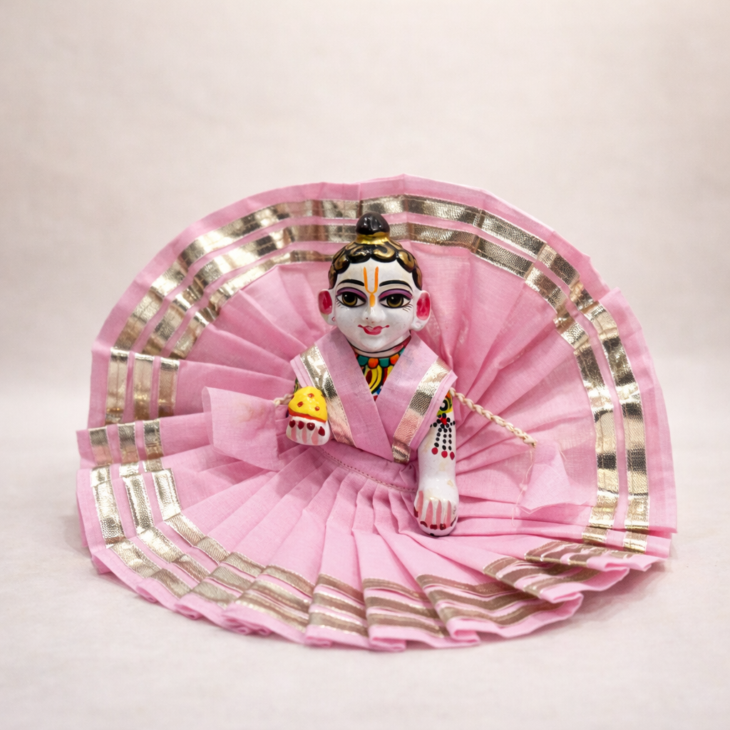 Jogan Meera Light Pink Daily Wear Gotta Cotton Poshak for Laddu Gopal