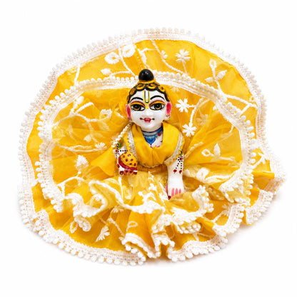 Jogan Meera Yellow Double Frill Net Poshak for Laddu Gopal Ji