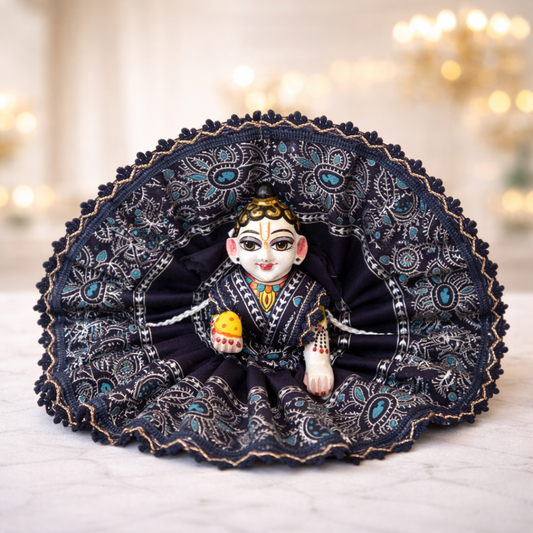 Jogan Meera Dark Blue Cotton Print Poshak for Laddu Gopal