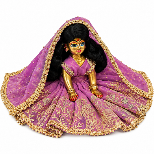 Jogan Meera Light-Purple Heavy Diwali Raja Rani Poshak for Radha Rani Ji