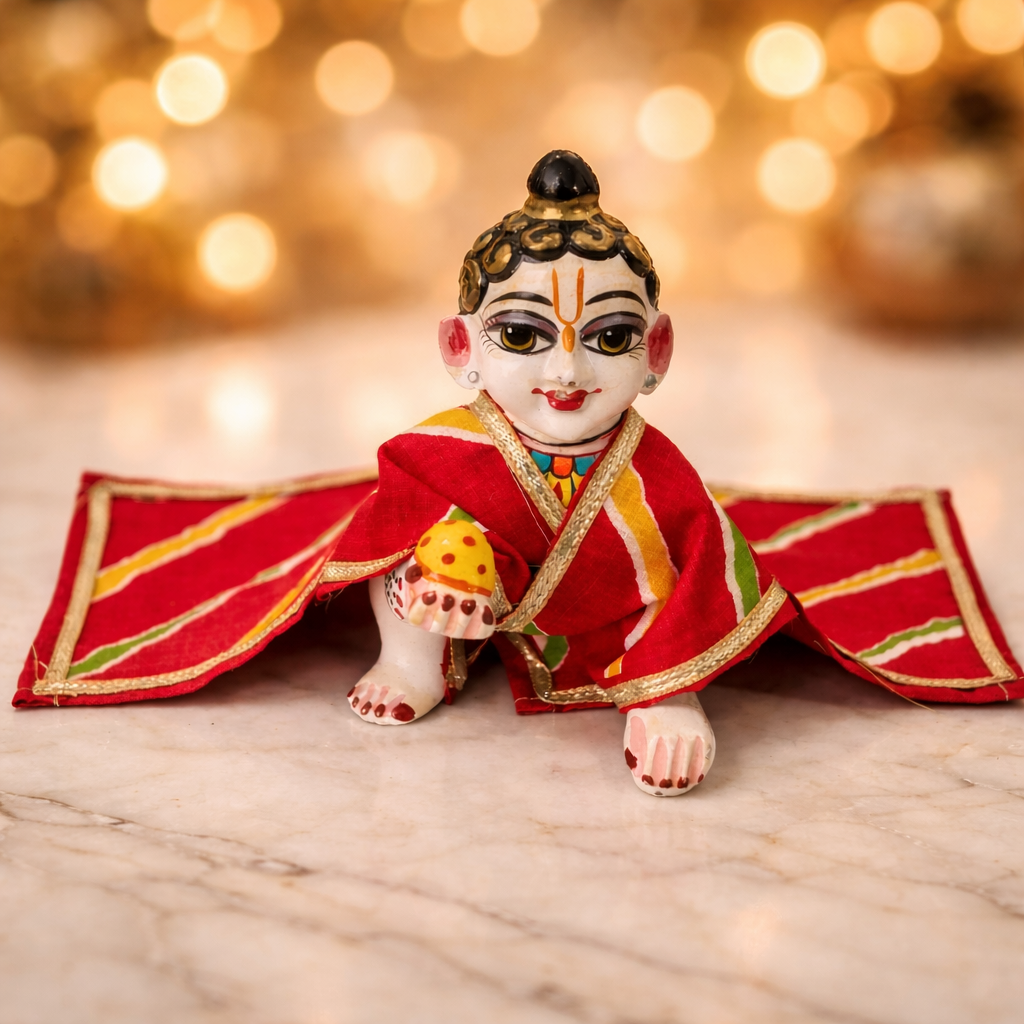 Jogan Meera Red Cotton Lehriya Chira Vastra for Lalan ju