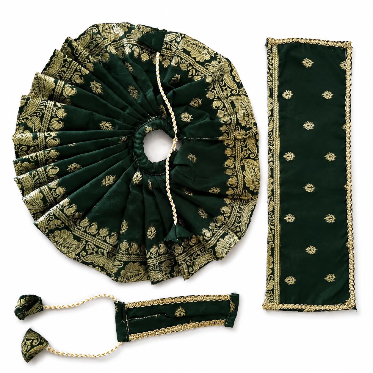 Jogan Meera Banarasi Dark Green Poshak for Radha Ju