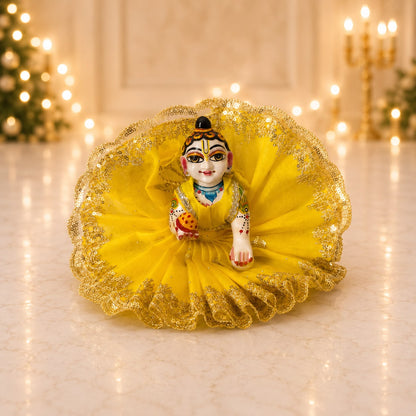 Jogan Meera Yellow Single Net Poshak for Laddu Gopal Ji