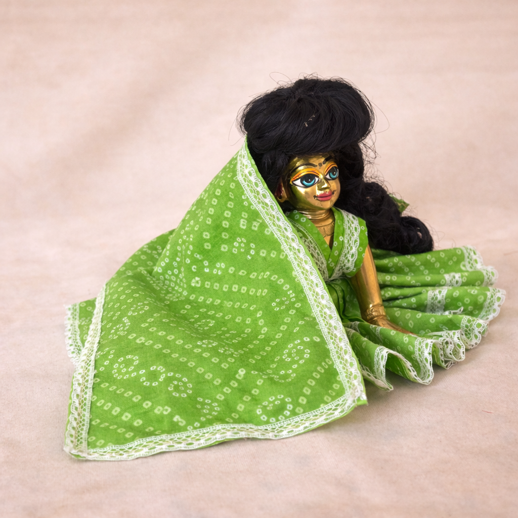 Jogan Meera Green Bandhani Print Poshak for Radha Rani