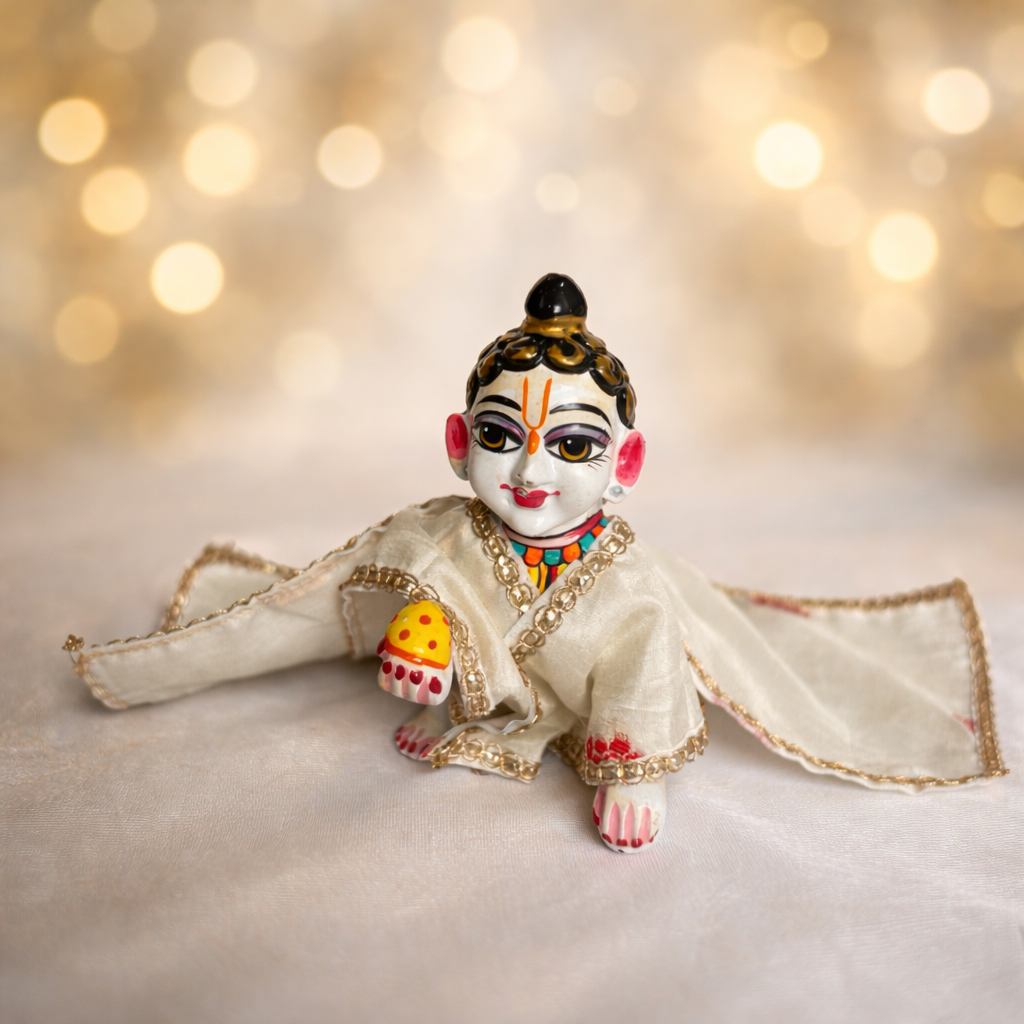 Jogan Meera White Banarasi Fabric Chira Vastra for Lalan ju – Festive Collection