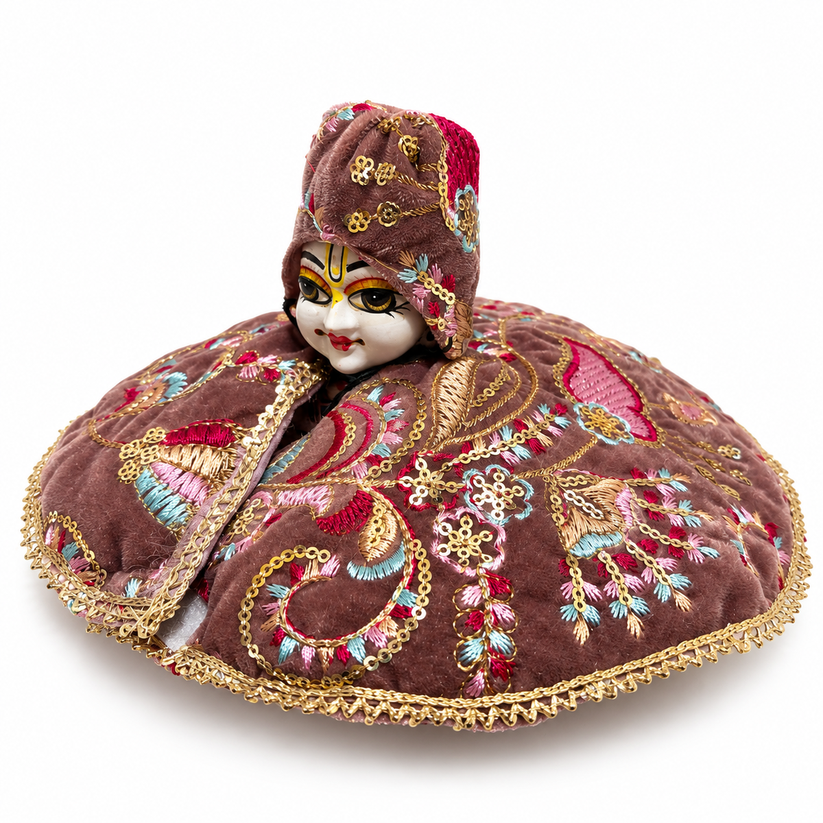 Jogan Meera Winter Rose Brown  Fargul Dress With Topa for Laddu Gopal Ji and Radha Ji