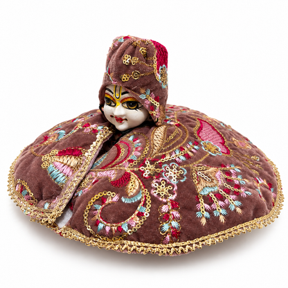 Jogan Meera Winter Rose Brown  Fargul Dress With Topa for Laddu Gopal Ji and Radha Ji
