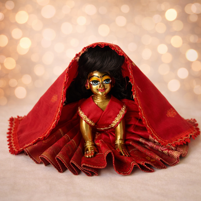Jogan Meera Red Banarasi Fabric Poshak for Radha Rani – Festive Collection