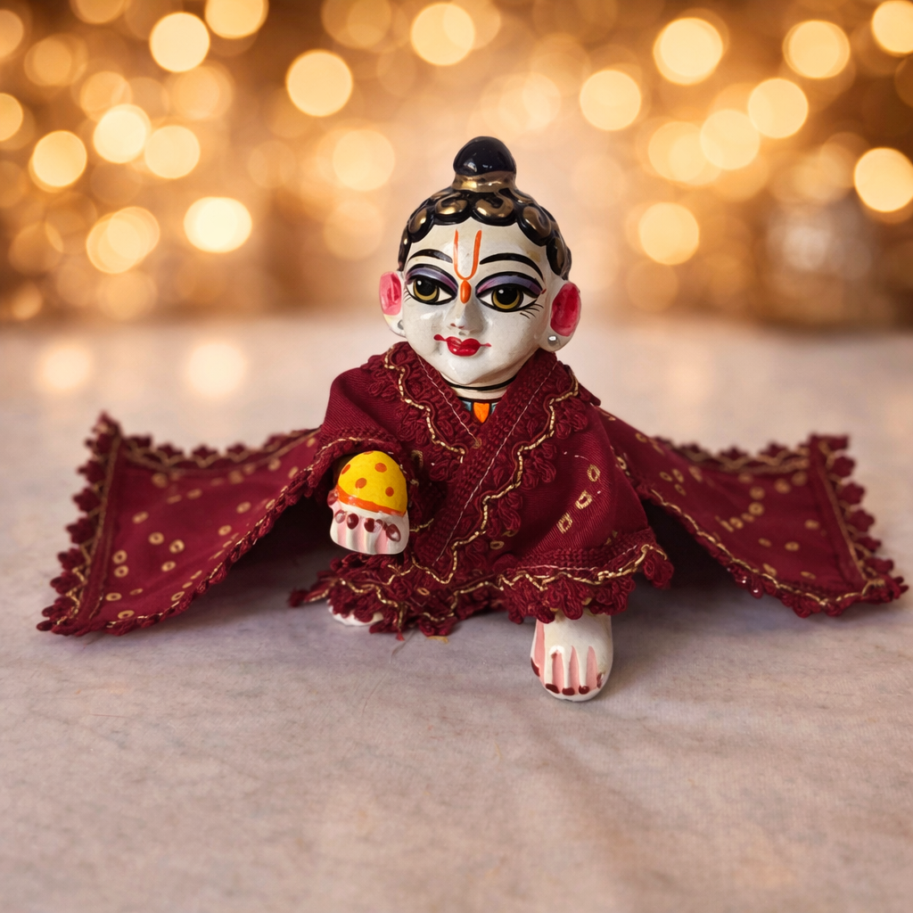Jogan Meera Mehroon Bandhani Print Chira Vastra for Lalan ju