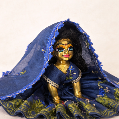 Jogan Meera Dark Blue Heavy Manipuri Embroidery Poshak for Radha Rani