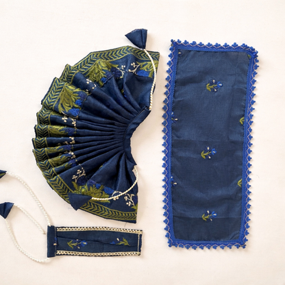 Jogan Meera Dark Blue Heavy Manipuri Embroidery Poshak for Radha Rani